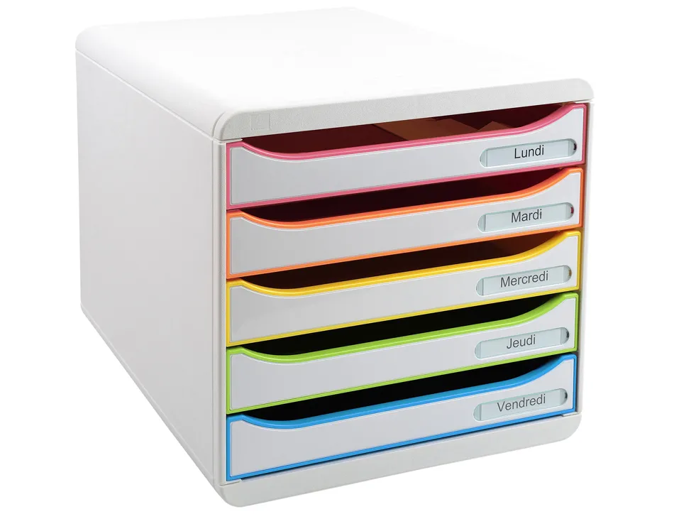 Module classement exacompta big box plus 5 tiroirs coloris arlequin