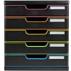 Module classement exacompta 5 tiroirs a4+ 4 hauteurs 350x288x320mm porte-étiquette coloris noir/arlequin