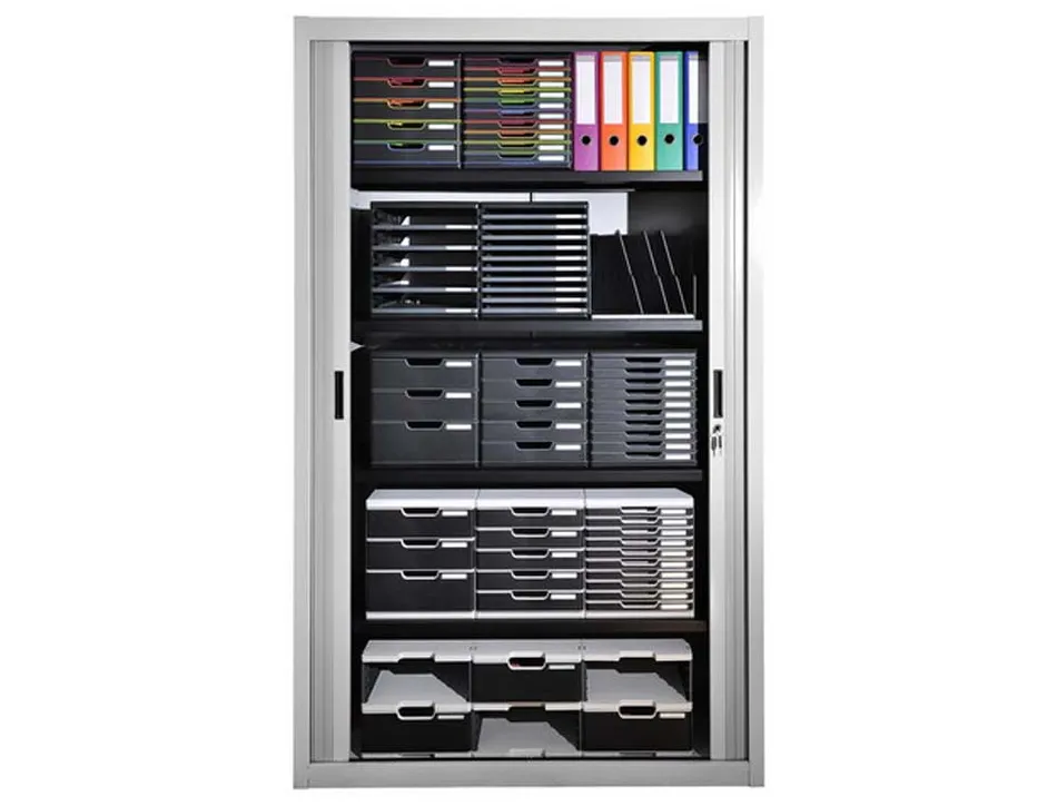 Module classement exacompta 5 tiroirs a4+ 4 hauteurs 350x288x320mm porte-étiquette coloris noir/arlequin