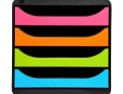 Module classement exacompta big box 4 tiroirs ouverts monobloc ultra rigide 347x278x267mm coloris noir/arlequin