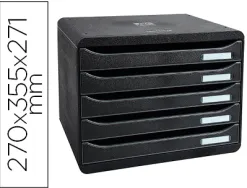 Module classement exacompta big box 5 tiroirs a4+ à l'italienne superposable butée 270x355x271mm coloris noir