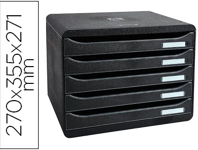 Module classement exacompta big box 5 tiroirs a4+ à l'italienne superposable butée 270x355x271mm coloris noir