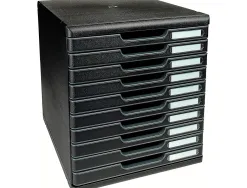 Module classement exacompta modulo ecoblack 10 tiroirs a4+ 350x288x320mm coloris noir