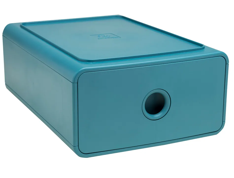 Module classement exacompta tiny box skandi 1 tiroir monobloc plastique recycle 265x190x107mm coloris bleu