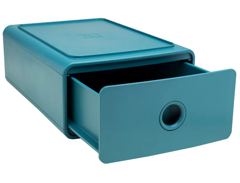 Module classement exacompta tiny box skandi 1 tiroir monobloc plastique recycle 265x190x107mm coloris bleu