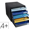 Module classement exacompta big box bee blue polystyrene monobloc 5 tiroirs a4+ superposable ultra rigide