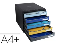 Module classement exacompta big box bee blue polystyrene monobloc 5 tiroirs a4+ superposable ultra rigide