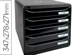 Module classement exacompta big-box plus 5 tiroirs monobloc ultra rigide a4+ 347x278x271mm coloris noir glossy