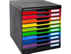 Module classement exacompta modulo iderama 10 tiroirs a4+ 350x288x320mm coloris noir/arlequin glossy