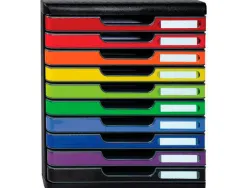 Module classement exacompta modulo iderama 10 tiroirs a4+ 350x288x320mm coloris noir/arlequin glossy