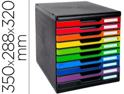 Module classement exacompta modulo iderama 10 tiroirs a4+ 350x288x320mm coloris noir/arlequin glossy
