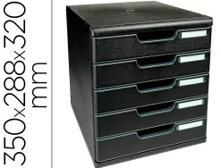 Module classement exacompta modulo ecoblack 5 tiroirs a4+ 350x288x320mm coloris noir