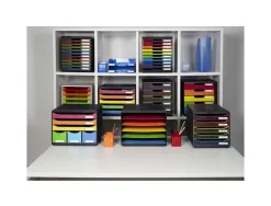 Module classement exacompta store-box maxi 3 tiroirs a4+ et 3 tiroirs étroits 270x355x271mm coloris arlequin