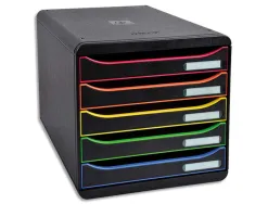 Module classement exacompta big box plus 5 tiroirs docs a4+ 347x278x271mm coloris noir/arlequin