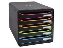 Module classement exacompta big box plus 5 tiroirs docs a4+ 347x278x271mm coloris noir/arlequin