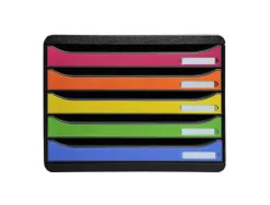Module classement exacompta big box 5 tiroirs a4+ à l'italienne superposable butée 270x355x271mm coloris arlequin