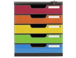 Module classement exacompta modulo iderama 5 tiroirs fermeture a cle coloris arlequin