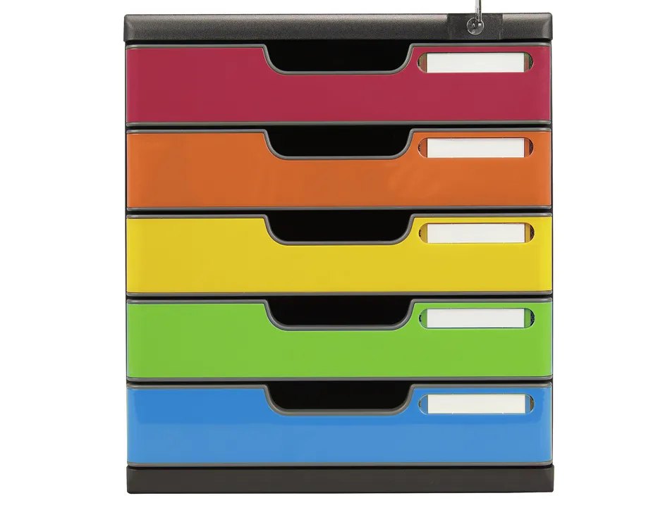 Module classement exacompta modulo iderama 5 tiroirs fermeture a cle coloris arlequin