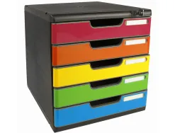 Module classement exacompta modulo iderama 5 tiroirs fermeture a cle coloris arlequin