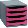 Module classement exacompta big box 4 tiroirs ouverts monobloc ultra rigide 347x278x267mm coloris gris/framboise