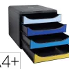 Module classement exacompta big box bee blue polystyrene monobloc 4 tiroirs a4+ superposable ultra rigide