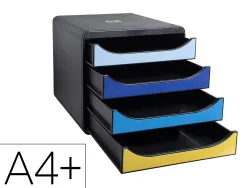 Module classement exacompta big box bee blue polystyrene monobloc 4 tiroirs a4+ superposable ultra rigide