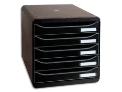 Module classement exacompta big box 5 tiroirs a4+ monobloc superposable butée sécurité 347x278x271mm coloris noir