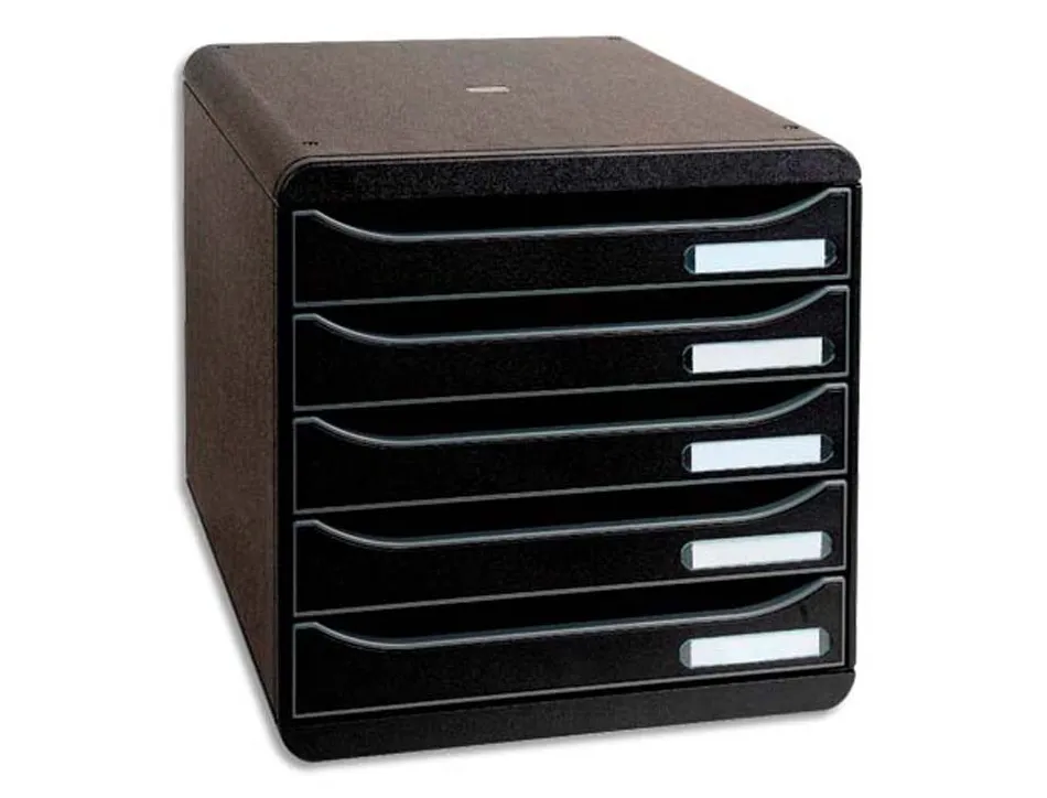 Module classement exacompta big box 5 tiroirs a4+ monobloc superposable butée sécurité 347x278x271mm coloris noir