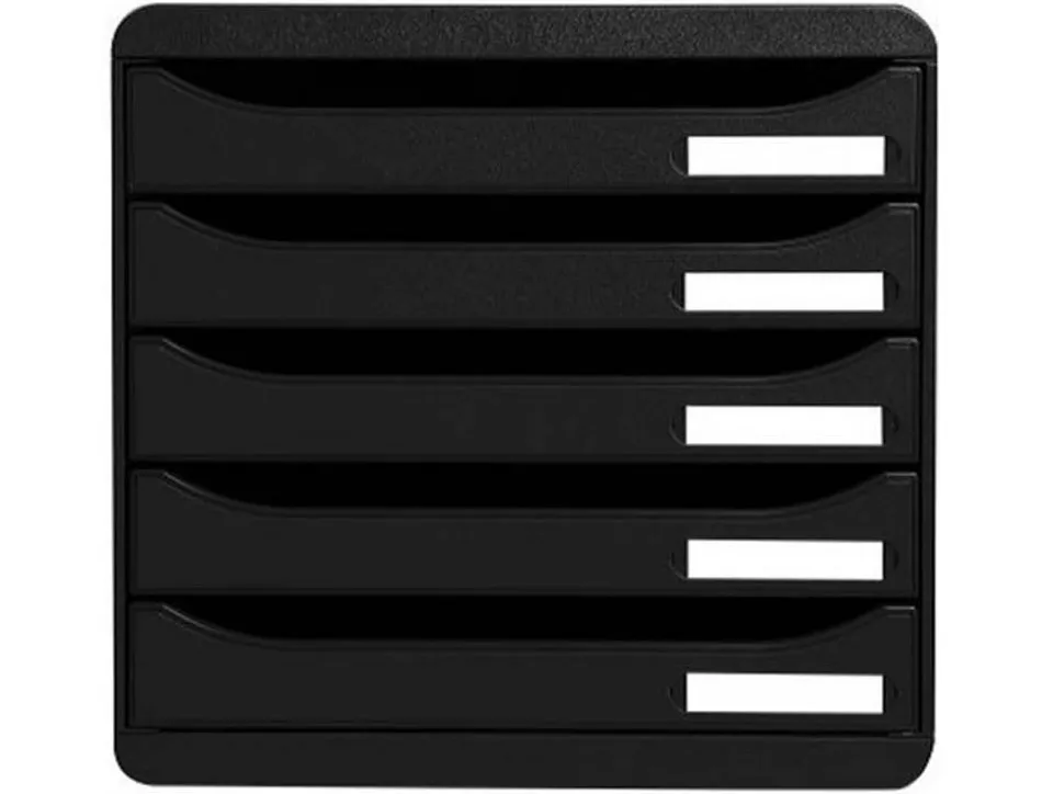 Module classement exacompta big box 5 tiroirs a4+ monobloc superposable butée sécurité 347x278x271mm coloris noir