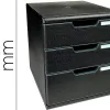 Module classement exacompta modulo ecoblack 3 tiroirs a4+ 350x288x320mm coloris noir