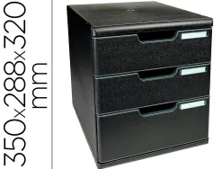 Module classement exacompta modulo ecoblack 3 tiroirs a4+ 350x288x320mm coloris noir