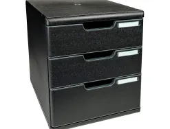 Module classement exacompta modulo ecoblack 3 tiroirs a4+ 350x288x320mm coloris noir