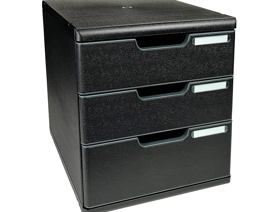 Module classement exacompta modulo ecoblack 3 tiroirs a4+ 350x288x320mm coloris noir