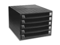 Module classement exacompta the box ecoblack 5 tiroirs 387x284x218mm coloris noir