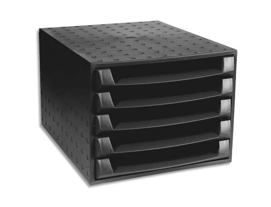 Module classement exacompta the box ecoblack 5 tiroirs 387x284x218mm coloris noir