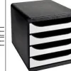 Module classement exacompta big box 4 tiroirs ouverts monobloc ultra rigide 347x278x267mm coloris noir/blanc glossy