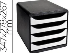 Module classement exacompta big box 4 tiroirs ouverts monobloc ultra rigide 347x278x267mm coloris noir/blanc glossy