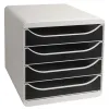 Module classement exacompta big box 4 tiroirs 347x278x267mm monobloc ultra-rigide coloris gris