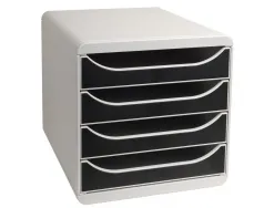 Module classement exacompta big box 4 tiroirs 347x278x267mm monobloc ultra-rigide coloris gris