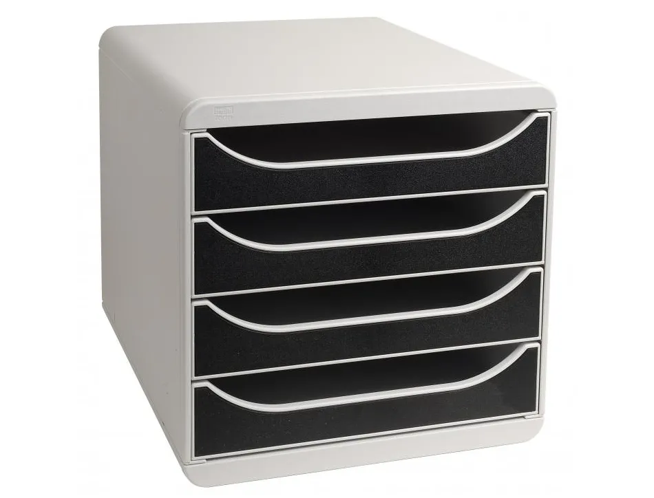 Module classement exacompta big box 4 tiroirs 347x278x267mm monobloc ultra-rigide coloris gris
