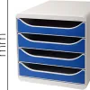 Module classement exacompta big box 4 tiroirs ouverts monobloc ultra rigide 347x278x267mm coloris gris/bleu