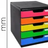 Module classement exacompta modulo iderama 5 tiroirs a4+ 350x288x320mm coloris noir/arlequin glossy