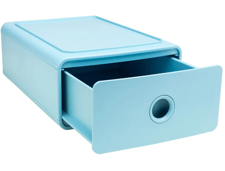 Module classement exacompta tiny box skandi 1 tiroir monobloc plastique recycle 265x190x107mm coloris bleu