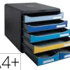 Module classement exacompta big box maxi bee blue polystyrene monobloc 6 tiroirs a4+ superposable ultra rigide