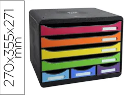 Module classement exacompta store-box maxi ecoblack 4+3 tiroirs 270x355x271mm coloris arlequin