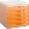 Module classement q-connect 5 tiroirs ouverts base 340x270x260mm butée sécurité coloris orange translucide