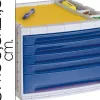 Module classement q-connect 5 tiroirs 370x305x225mm coloris bleu transparent