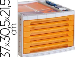Module classement q-connect 6 tiroirs 370x305x215mm coloris orange transparent