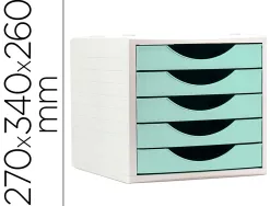 Module de classement archivo 2000 5 tiroirs coloris vert pastel 270x340x260mm