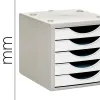 Module de classement archivo 2000 5 tiroirs coloris blanc opaque 270x340x260mm